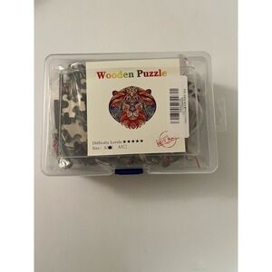 Wooden Jigsaw Colorful Lion A3 Puzzle Laser Cut Vivid‎ Colors Small Size 6x7 in